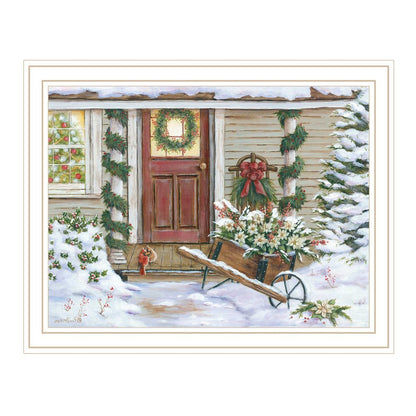 Decorated Holiday Porch White Framed Wall Art HomeRoots