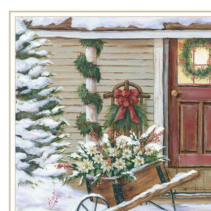 Decorated Holiday Porch White Framed Wall Art HomeRoots