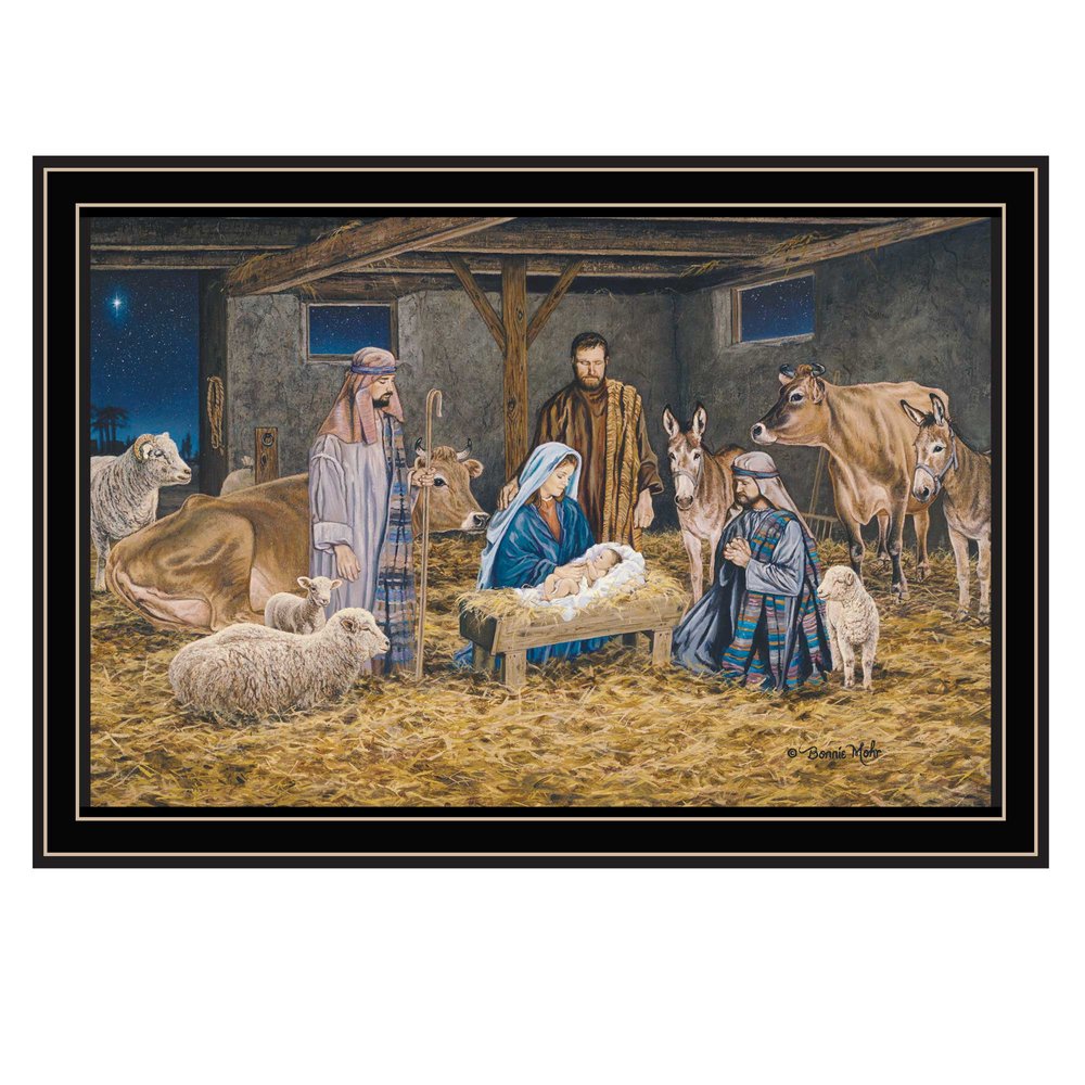 The Birth of Christ Black Framed Wall Art — view 1