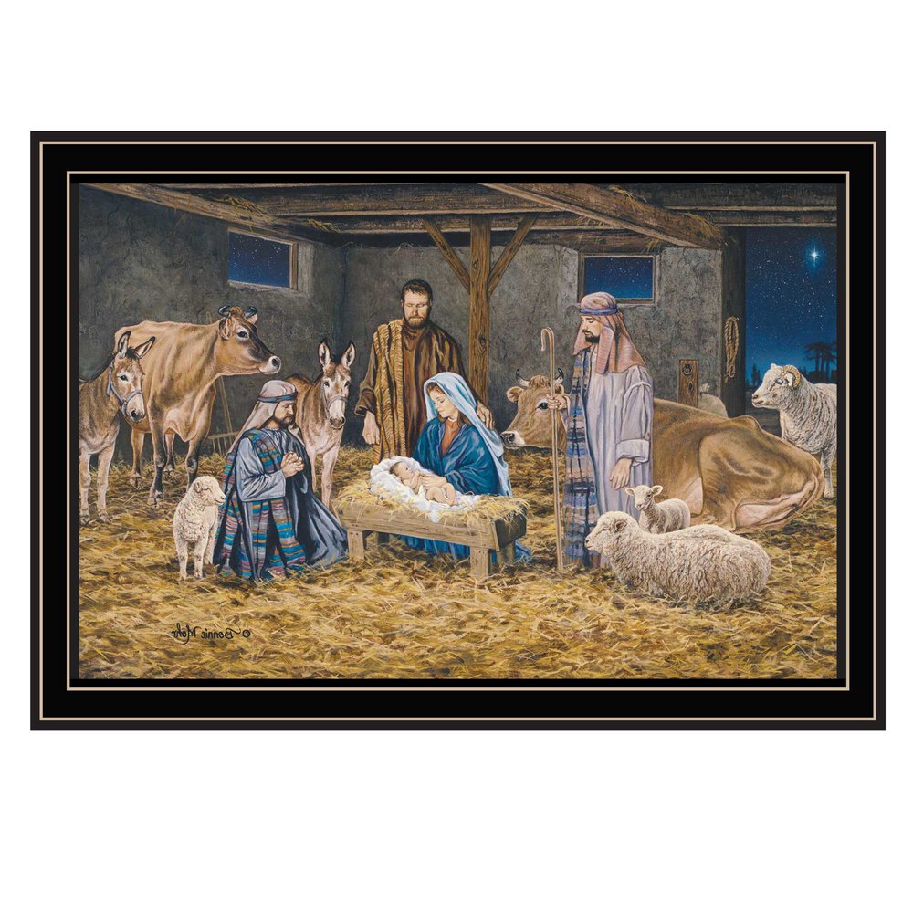 The Birth of Christ Black Framed Wall Art — view 2