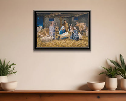 The Birth of Christ Black Framed Wall Art HomeRoots