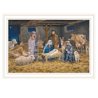 The Birth of Christ White Framed Wall Art HomeRoots