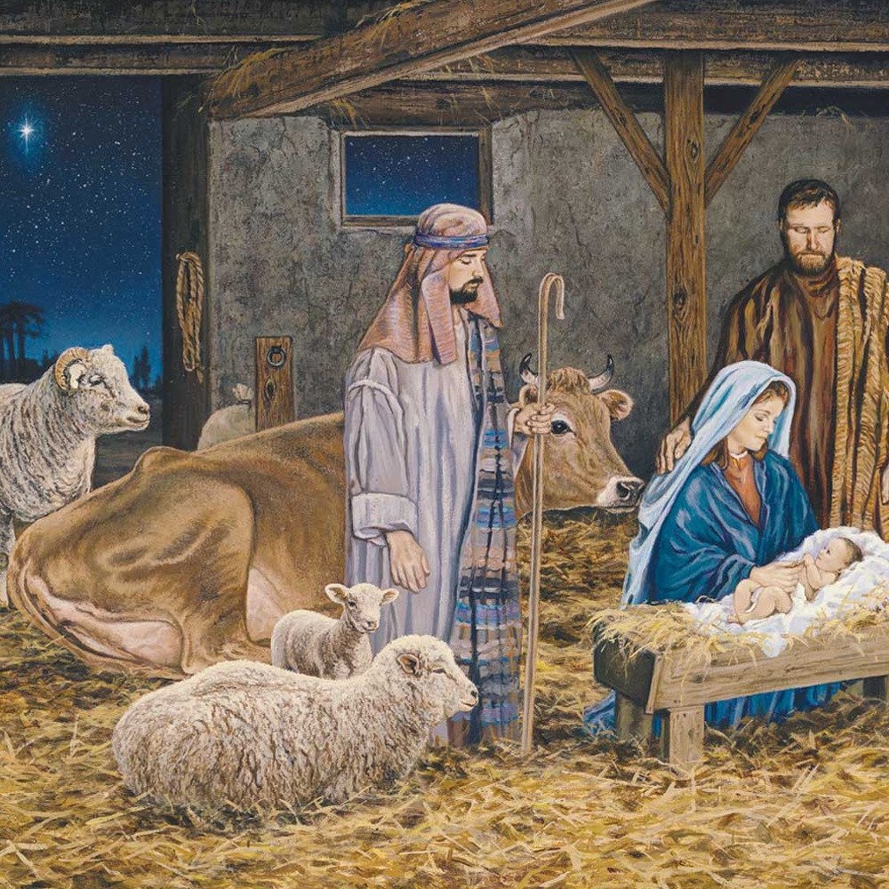 The Birth of Christ White Framed Wall Art — view 2