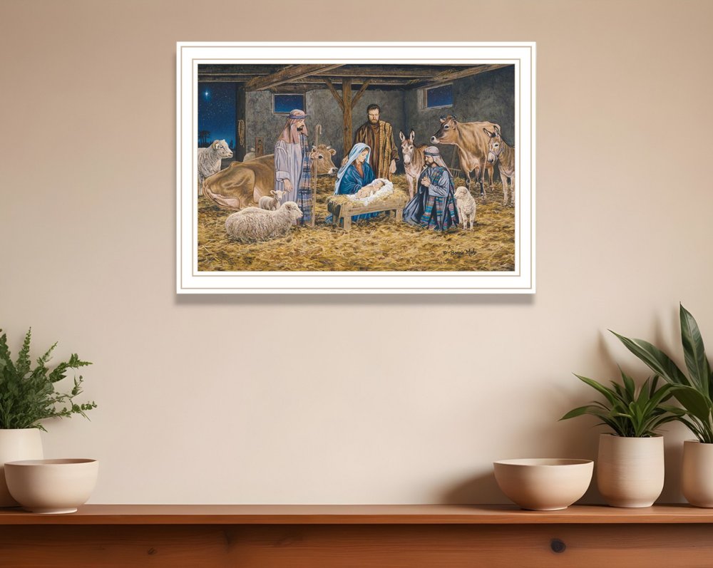 The Birth of Christ White Framed Wall Art — view 5