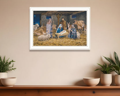 The Birth of Christ White Framed Wall Art HomeRoots