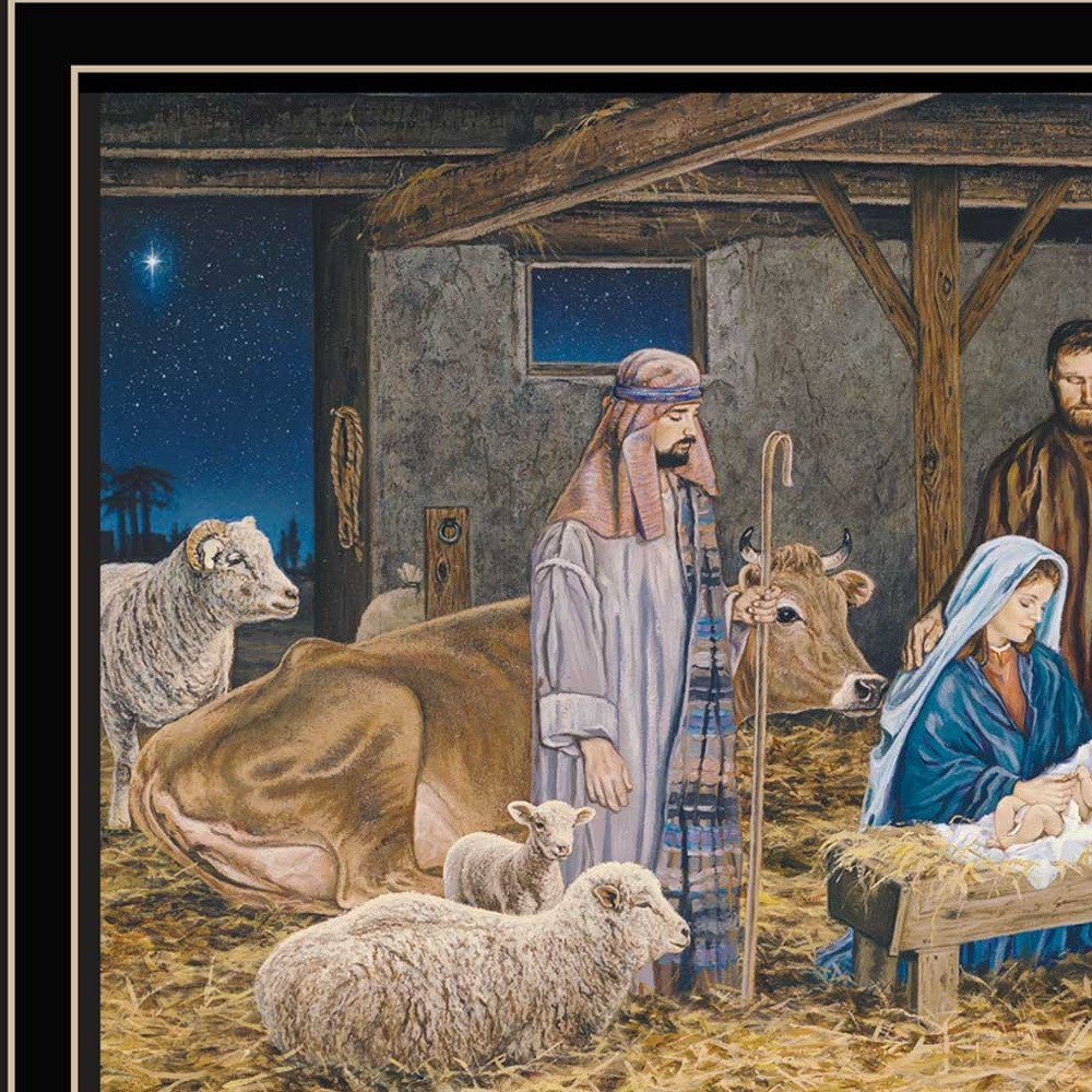 The Birth of Christ Black Framed Wall Art — view 2
