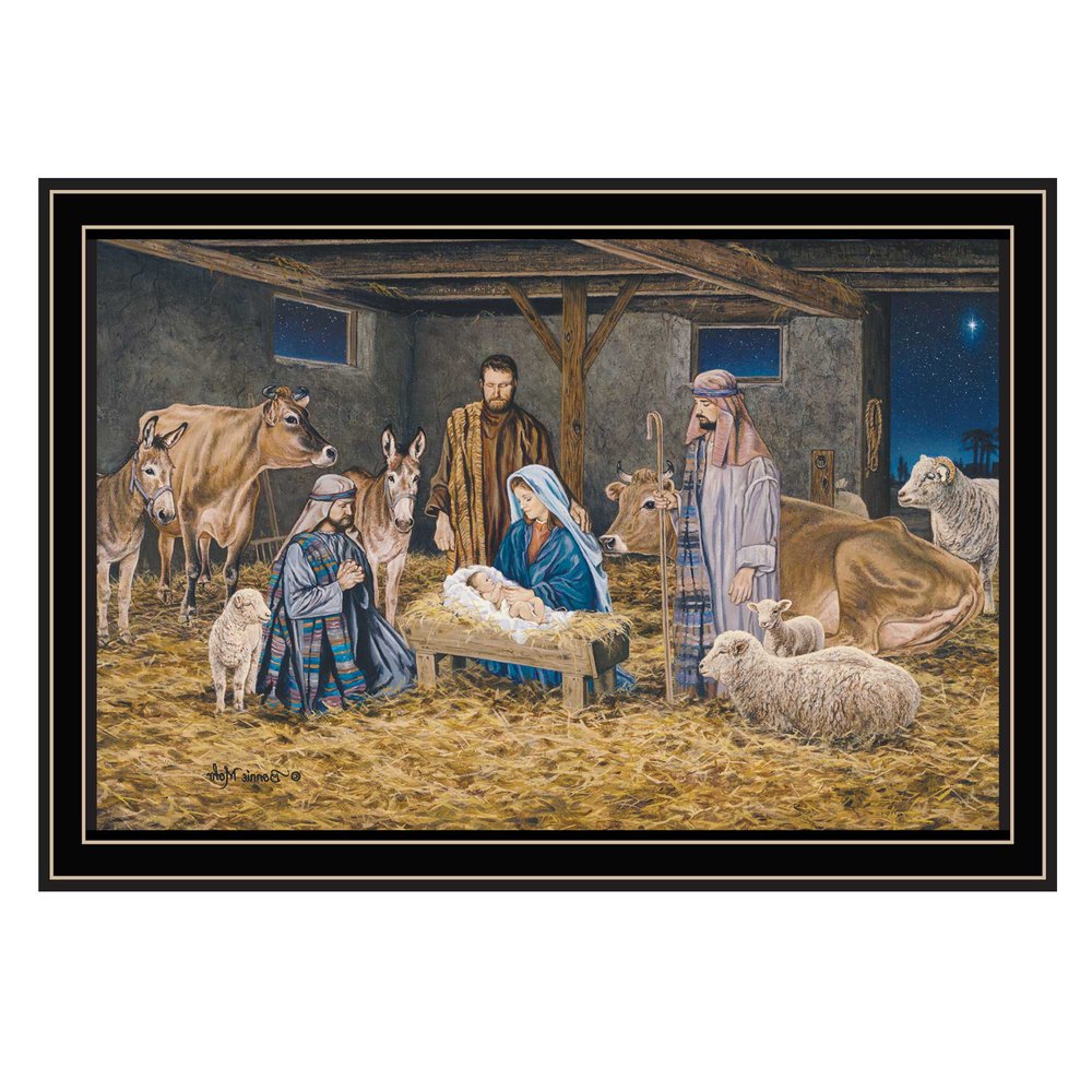 The Birth of Christ Black Framed Wall Art — view 3