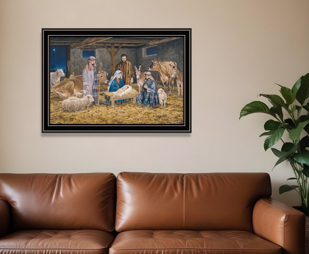The Birth of Christ Black Framed Wall Art — view 5