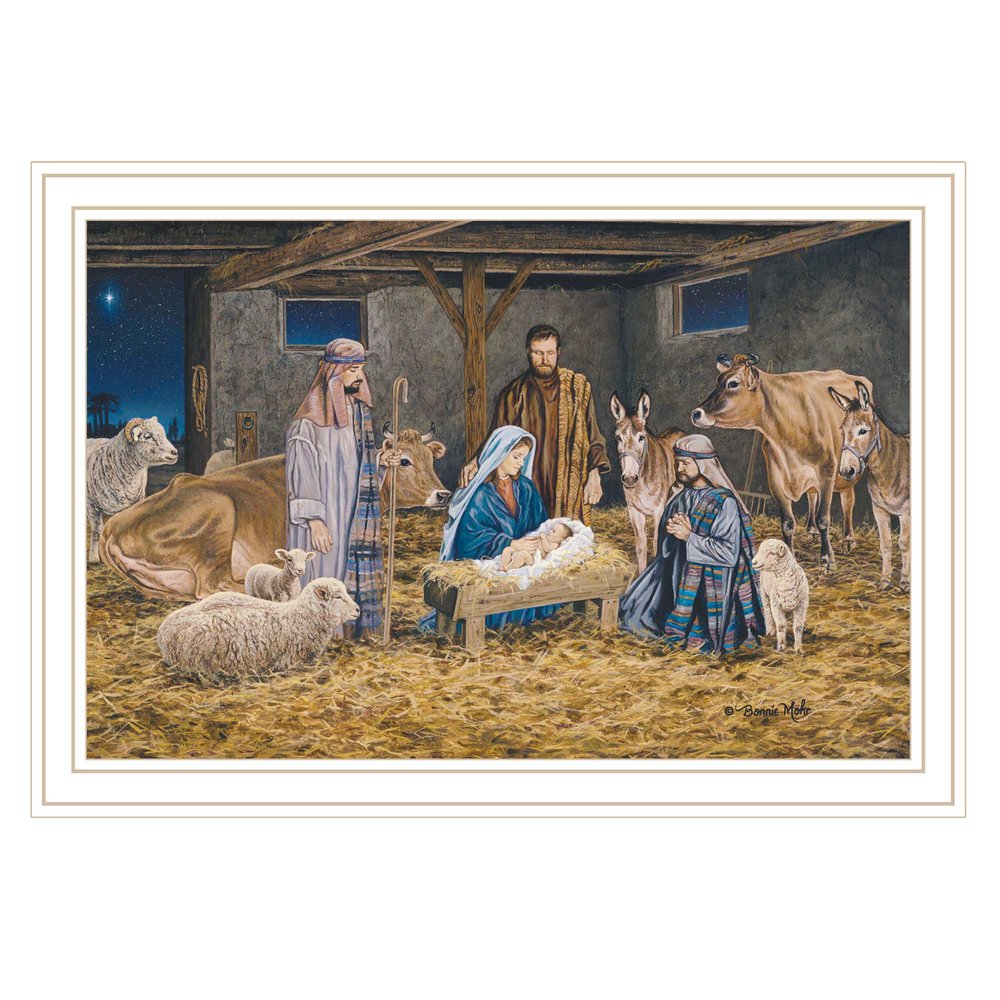 The Birth of Christ White Framed Wall Art — view 1