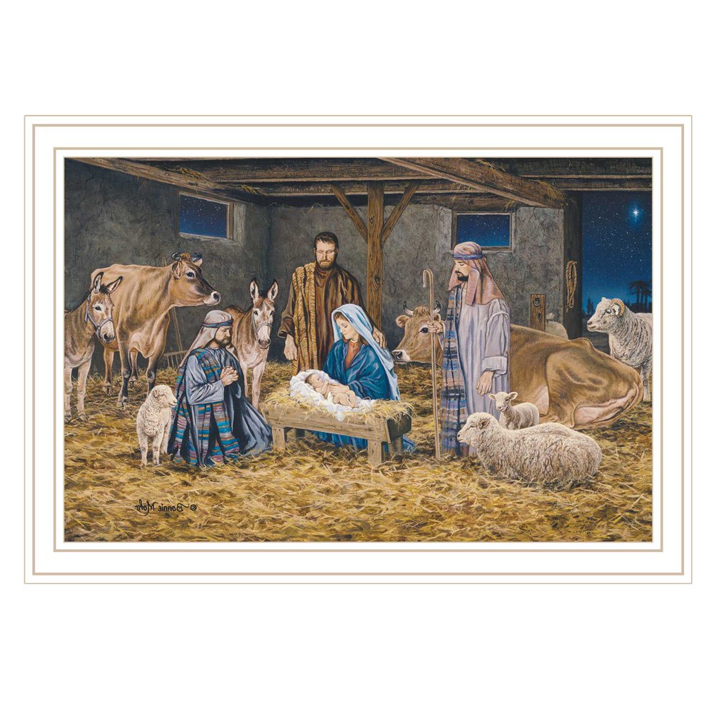 The Birth of Christ White Framed Wall Art — view 3