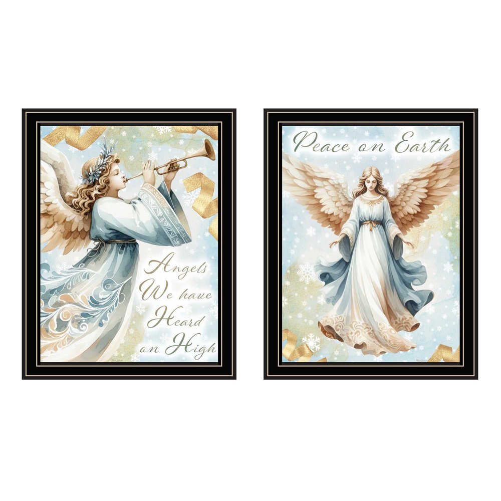Set Of Two Angels We Have Heard on High Black Framed Wall Art — view 1