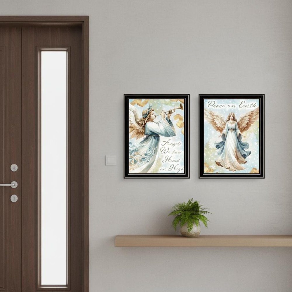 Set Of Two Angels We Have Heard on High Black Framed Wall Art — view 4