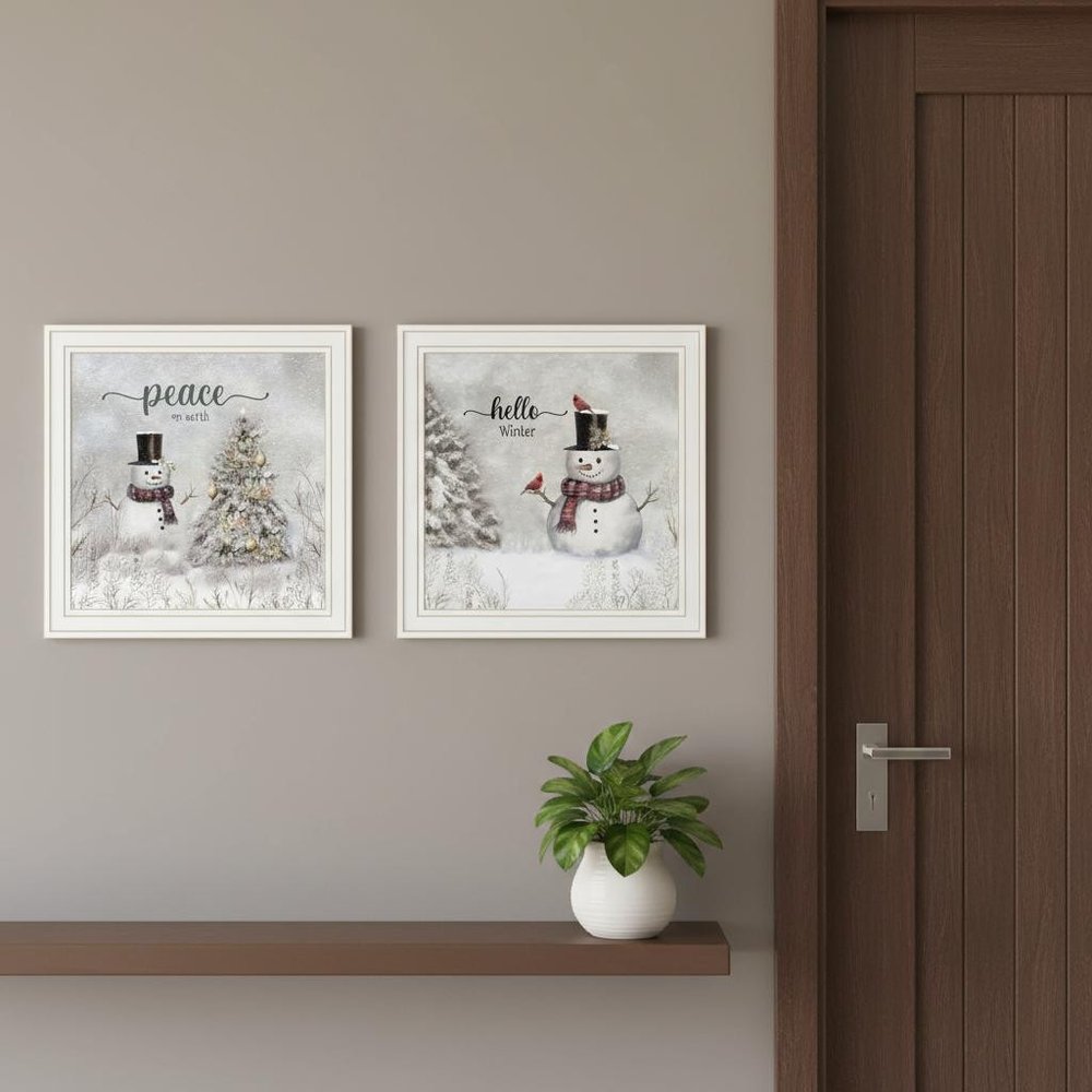 Set Of Two Peace On Earth White Framed Wall Art HomeRoots