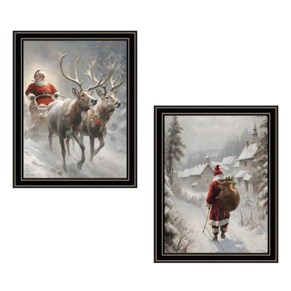 Set Of Two On The Eve of Christmas Black Framed Wall Art HomeRoots