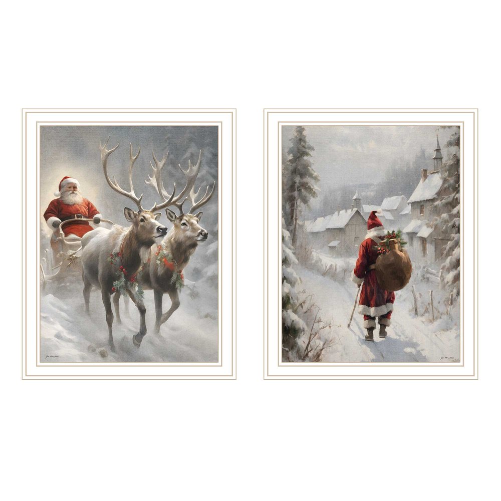 Set Of Two On The Eve of Christmas White Framed Wall Art HomeRoots