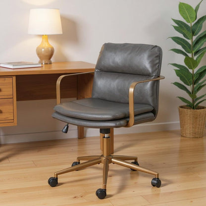 Brown and Black Adjustable Height Swivel Rolling Office Chair HomeRoots