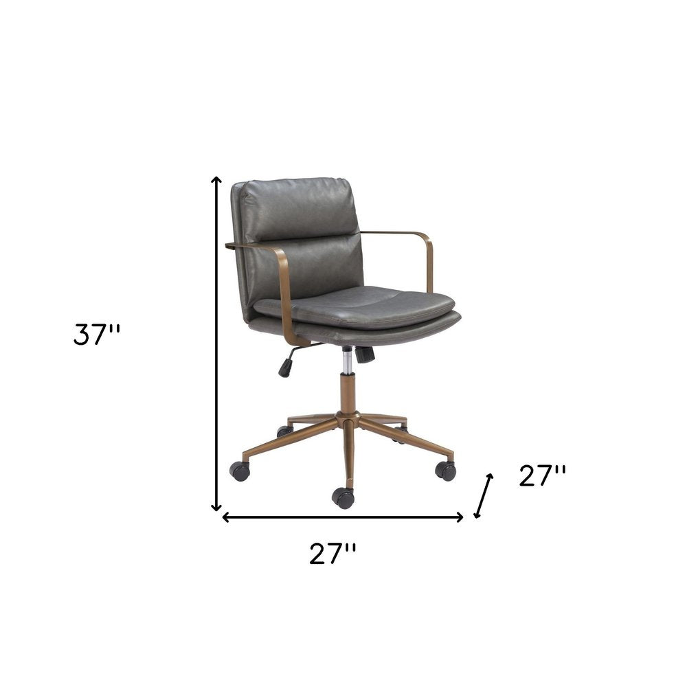 Brown and Black Adjustable Height Swivel Rolling Office Chair HomeRoots