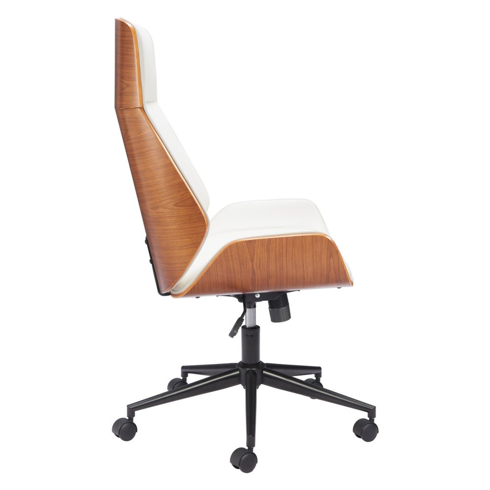 White Adjustable Height Rolling Executive Office Chair HomeRoots