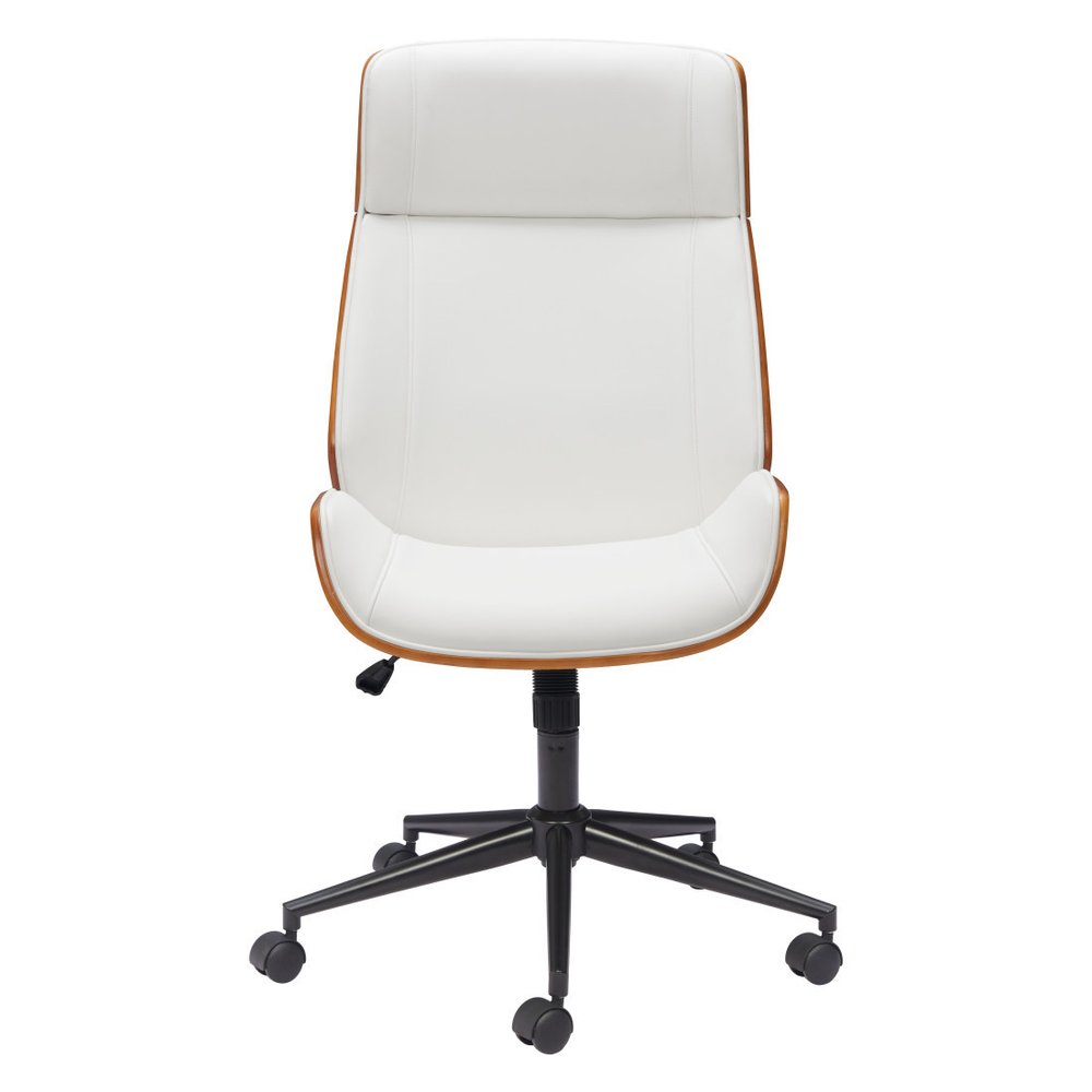 White Adjustable Height Rolling Executive Office Chair HomeRoots