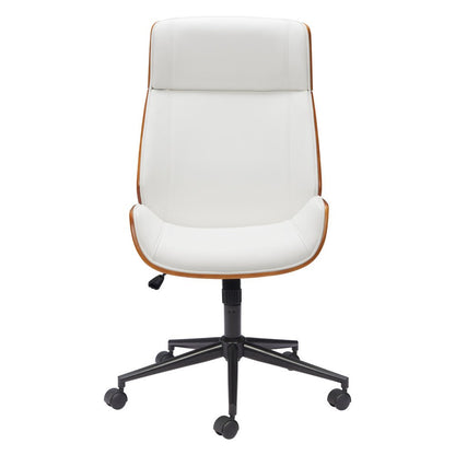 White Adjustable Height Rolling Executive Office Chair HomeRoots