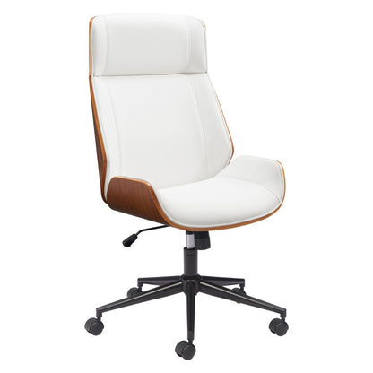 White Adjustable Height Rolling Executive Office Chair HomeRoots