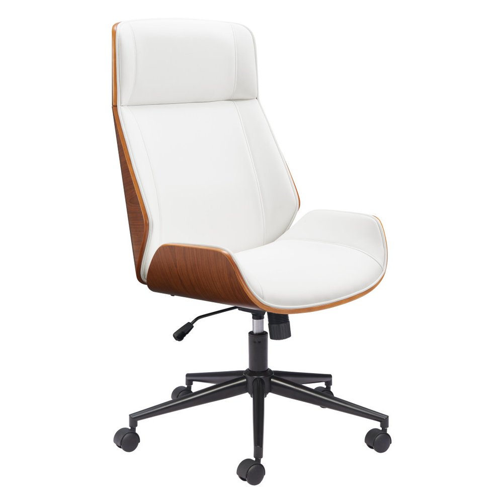 White Adjustable Height Rolling Executive Office Chair — view 9