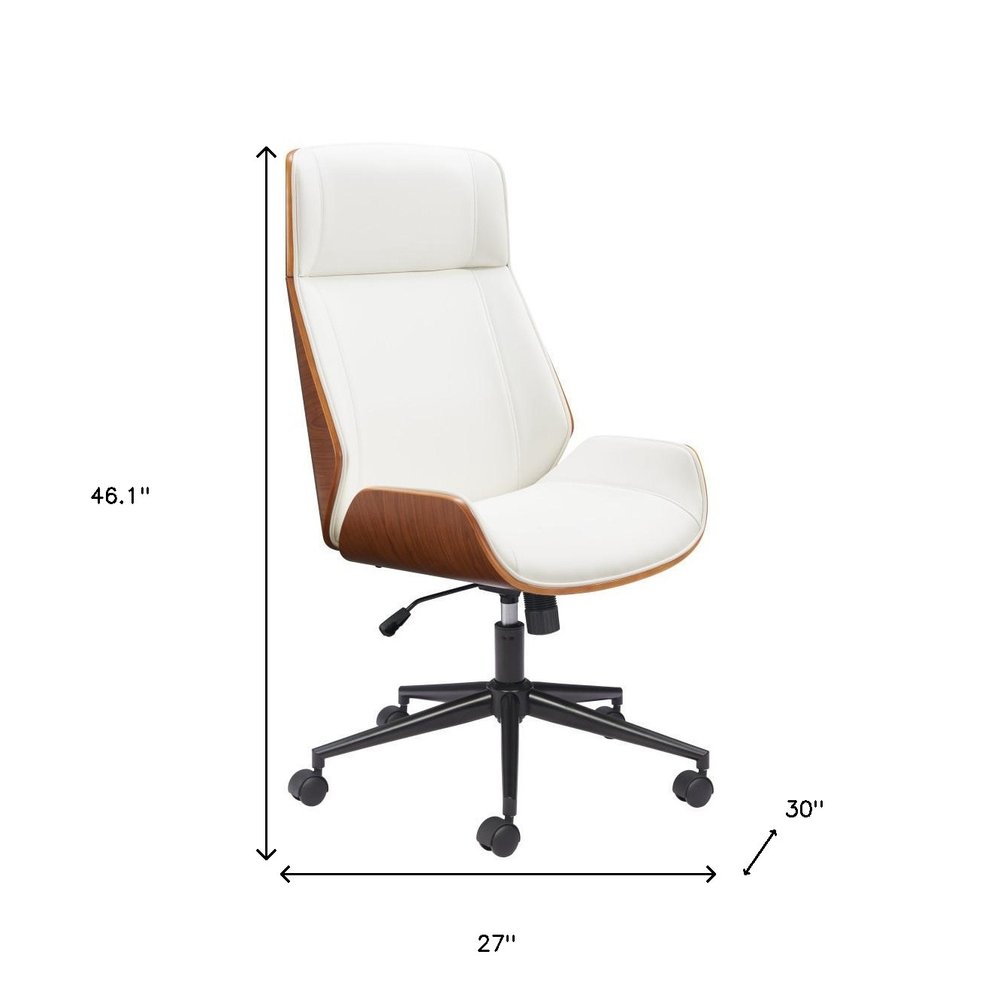 White Adjustable Height Rolling Executive Office Chair — view 3