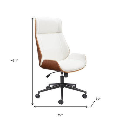White Adjustable Height Rolling Executive Office Chair HomeRoots