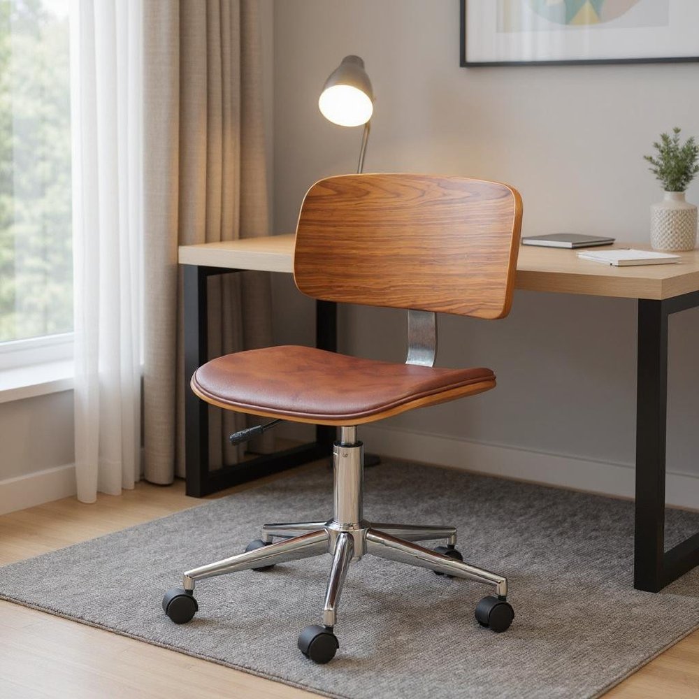 Brown Adjustable Height Rolling Office Chair — view 4