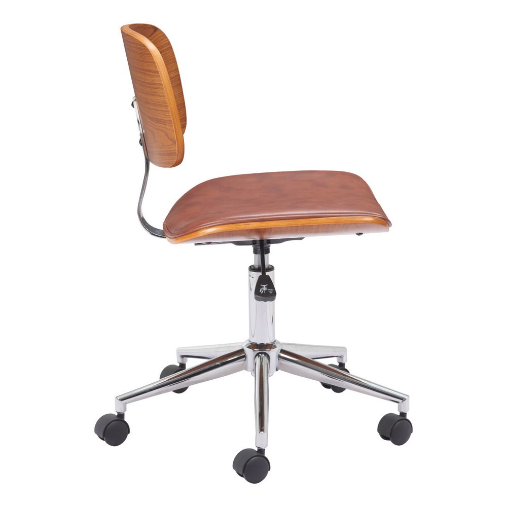 Brown Adjustable Height Rolling Office Chair HomeRoots