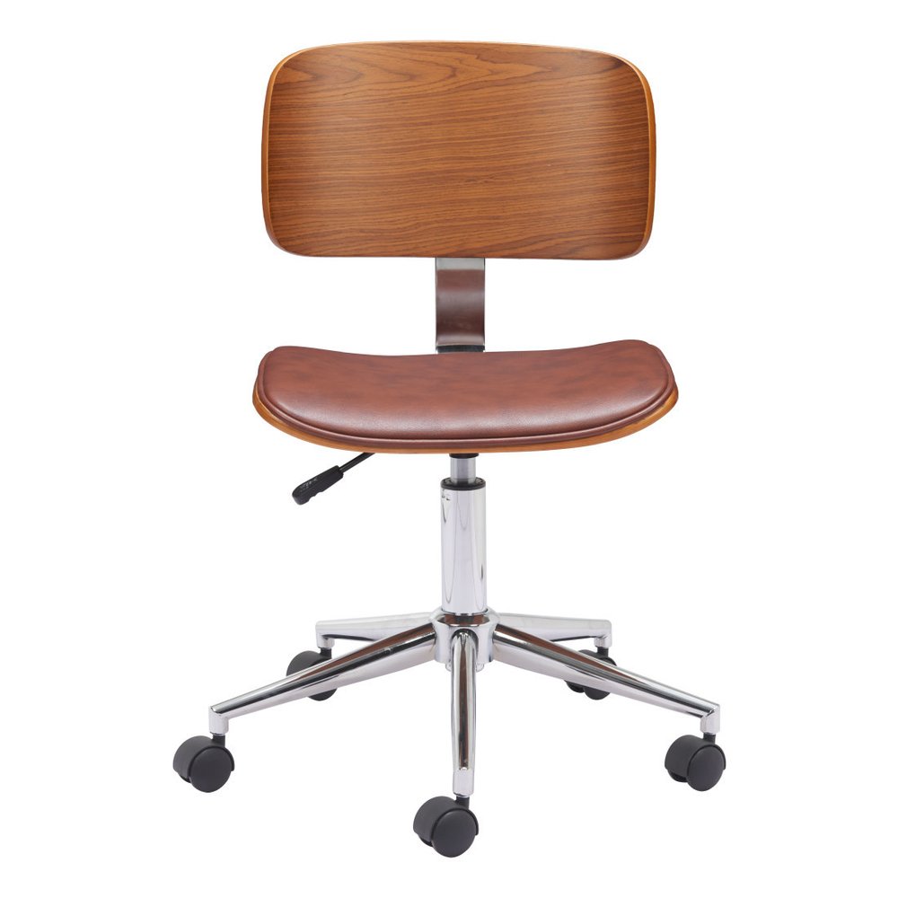 Brown Adjustable Height Rolling Office Chair — view 6