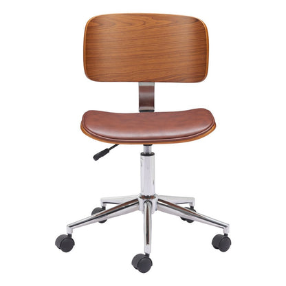 Brown Adjustable Height Rolling Office Chair HomeRoots