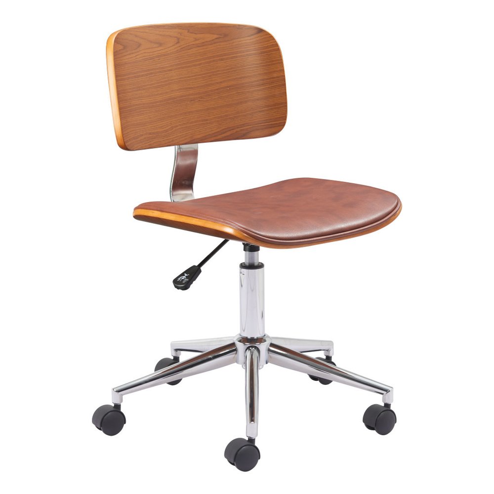 Brown Adjustable Height Rolling Office Chair HomeRoots