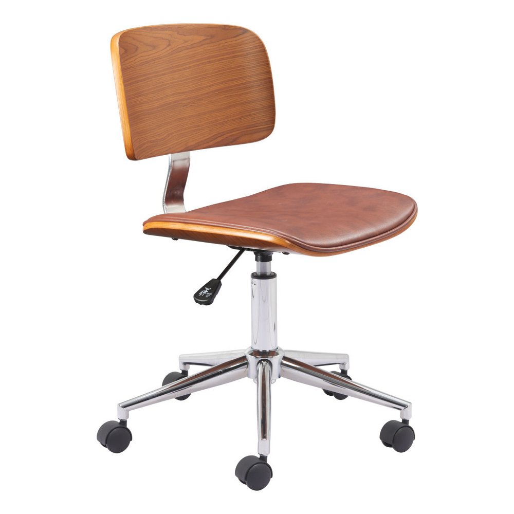 Brown Adjustable Height Rolling Office Chair HomeRoots
