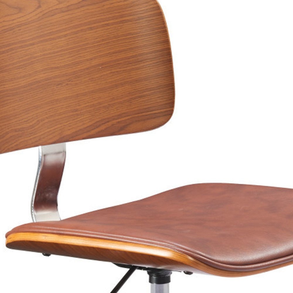 Brown Adjustable Height Rolling Office Chair — view 1