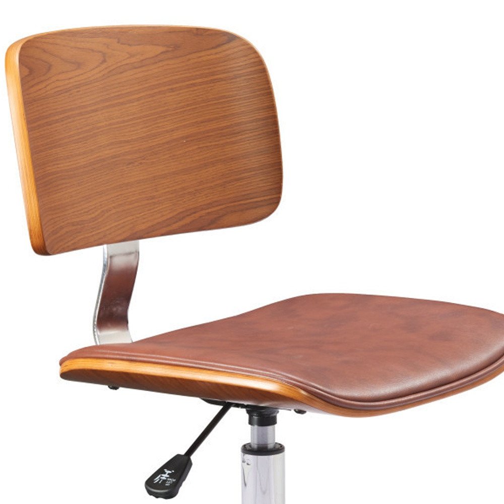 Brown Adjustable Height Rolling Office Chair HomeRoots