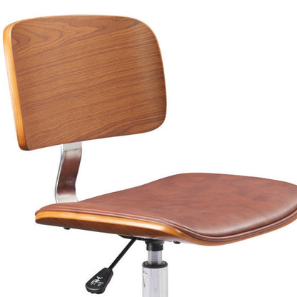 Brown Adjustable Height Rolling Office Chair HomeRoots