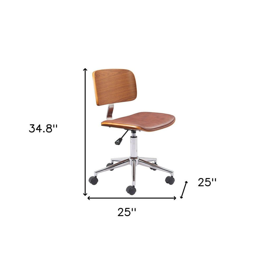 Brown Adjustable Height Rolling Office Chair — view 3