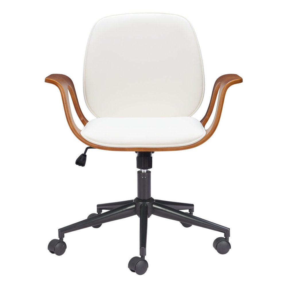 White Adjustable Height Rolling Office Chair — view 6