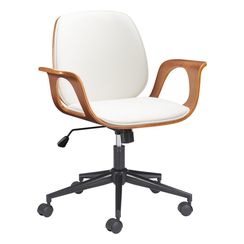 White Adjustable Height Rolling Office Chair — view 8