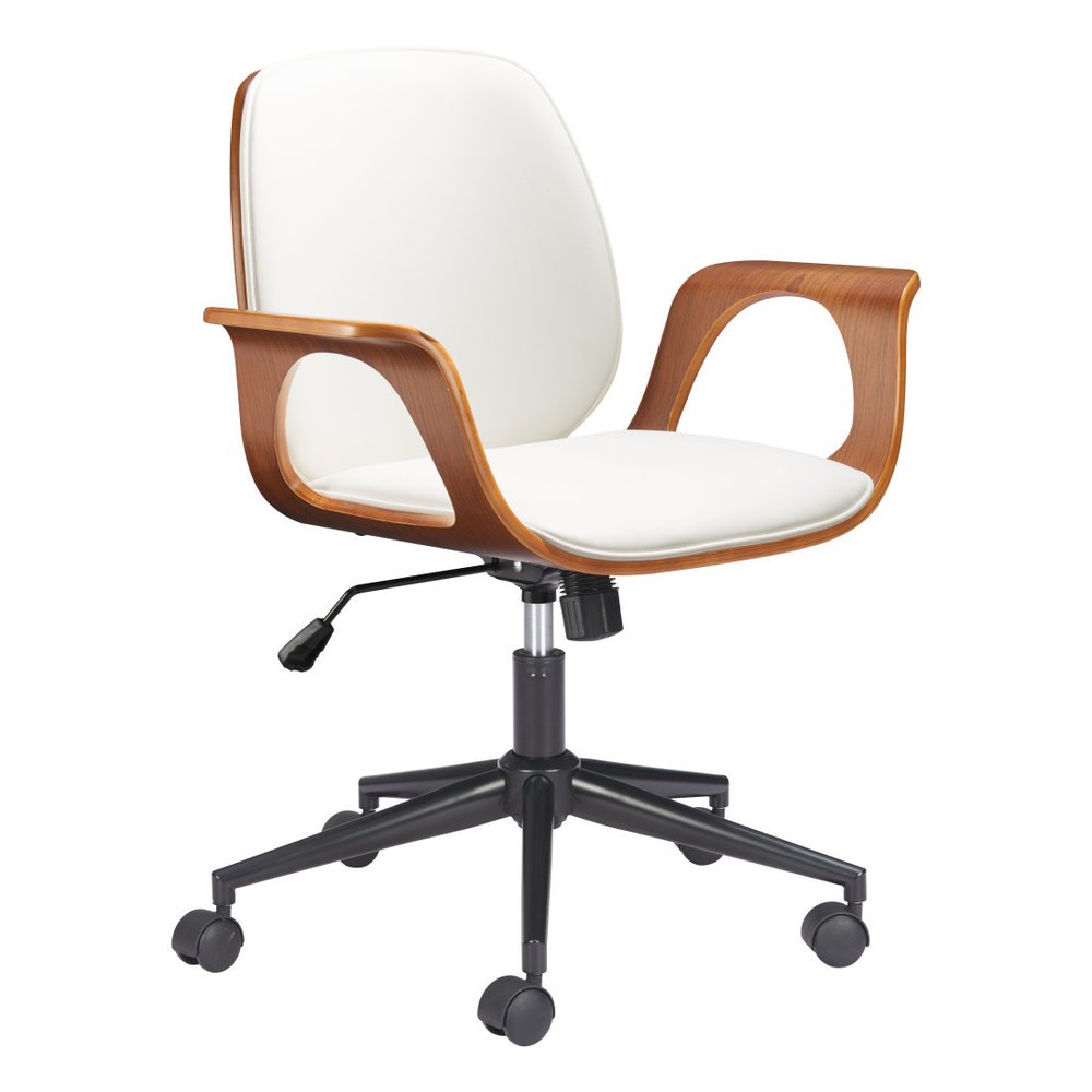 White Adjustable Height Rolling Office Chair HomeRoots
