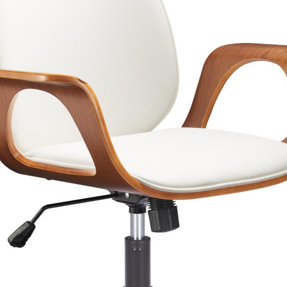 White Adjustable Height Rolling Office Chair HomeRoots