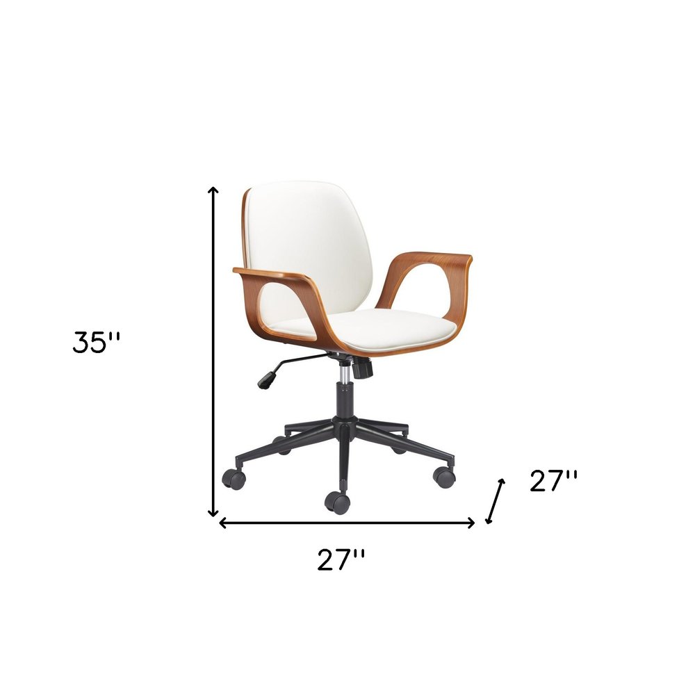 White Adjustable Height Rolling Office Chair — view 3