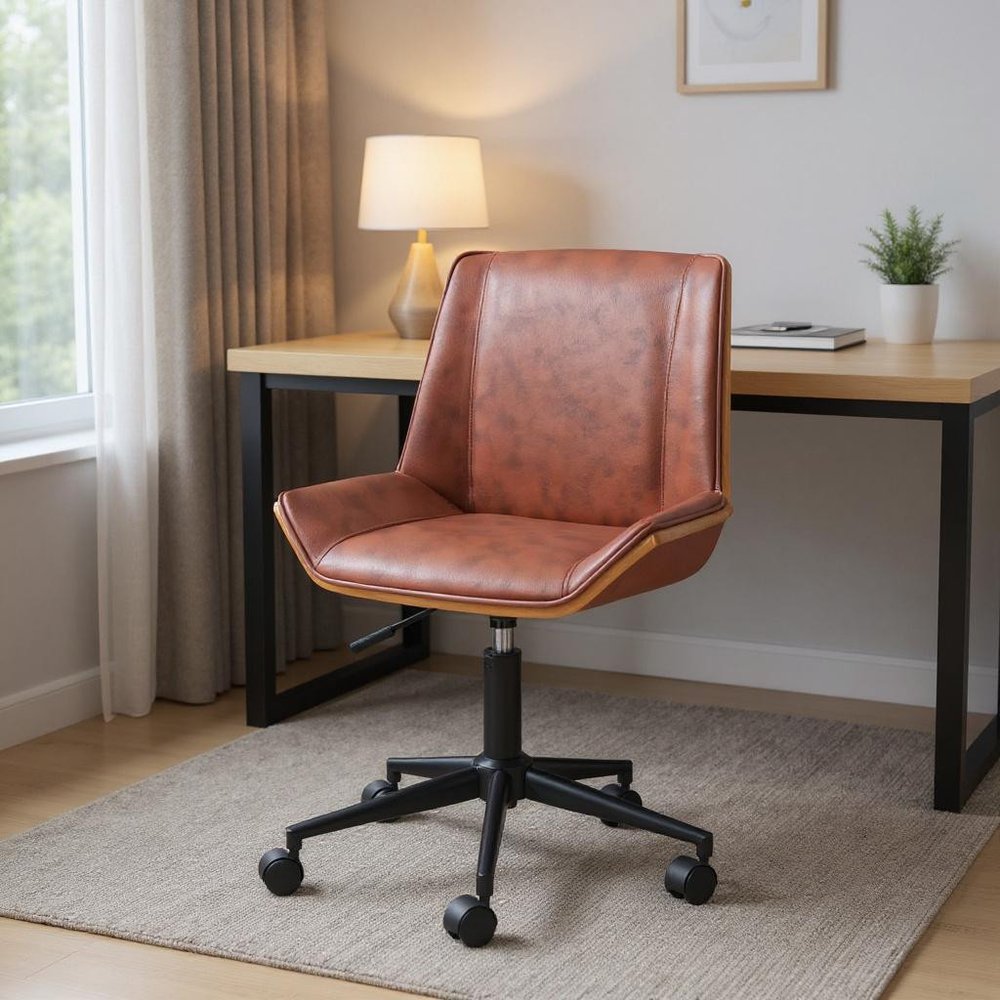 Brown Adjustable Height Rolling Office Chair — view 13