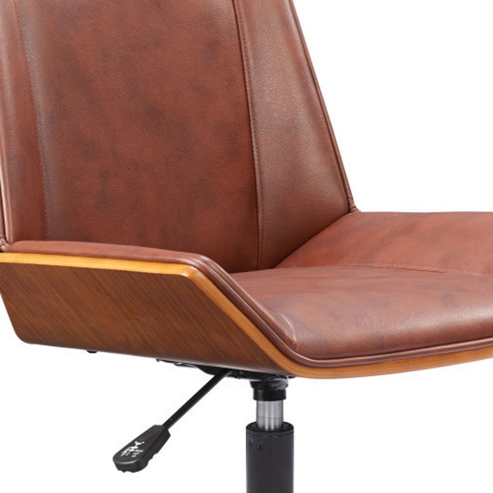 Brown Adjustable Height Rolling Office Chair HomeRoots