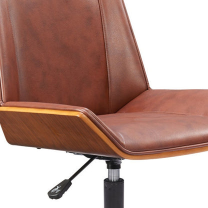 Brown Adjustable Height Rolling Office Chair HomeRoots