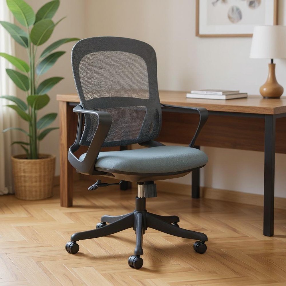 Gray and Black Adjustable Height Swivel Rolling Office Chair HomeRoots