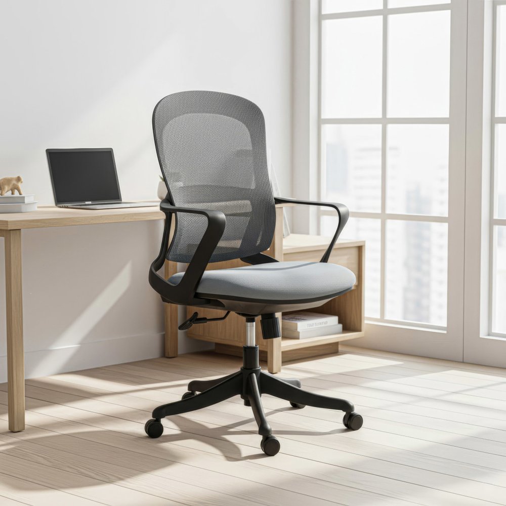 Gray and Black Adjustable Height Swivel Rolling Office Chair HomeRoots