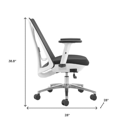 Black Silver and White Adjustable Height Swivel Rolling Office Chair HomeRoots