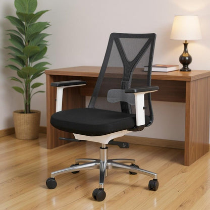 Black Silver and White Adjustable Height Swivel Rolling Office Chair HomeRoots